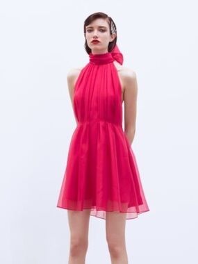Zara Hot Pink Halter Mini Dress